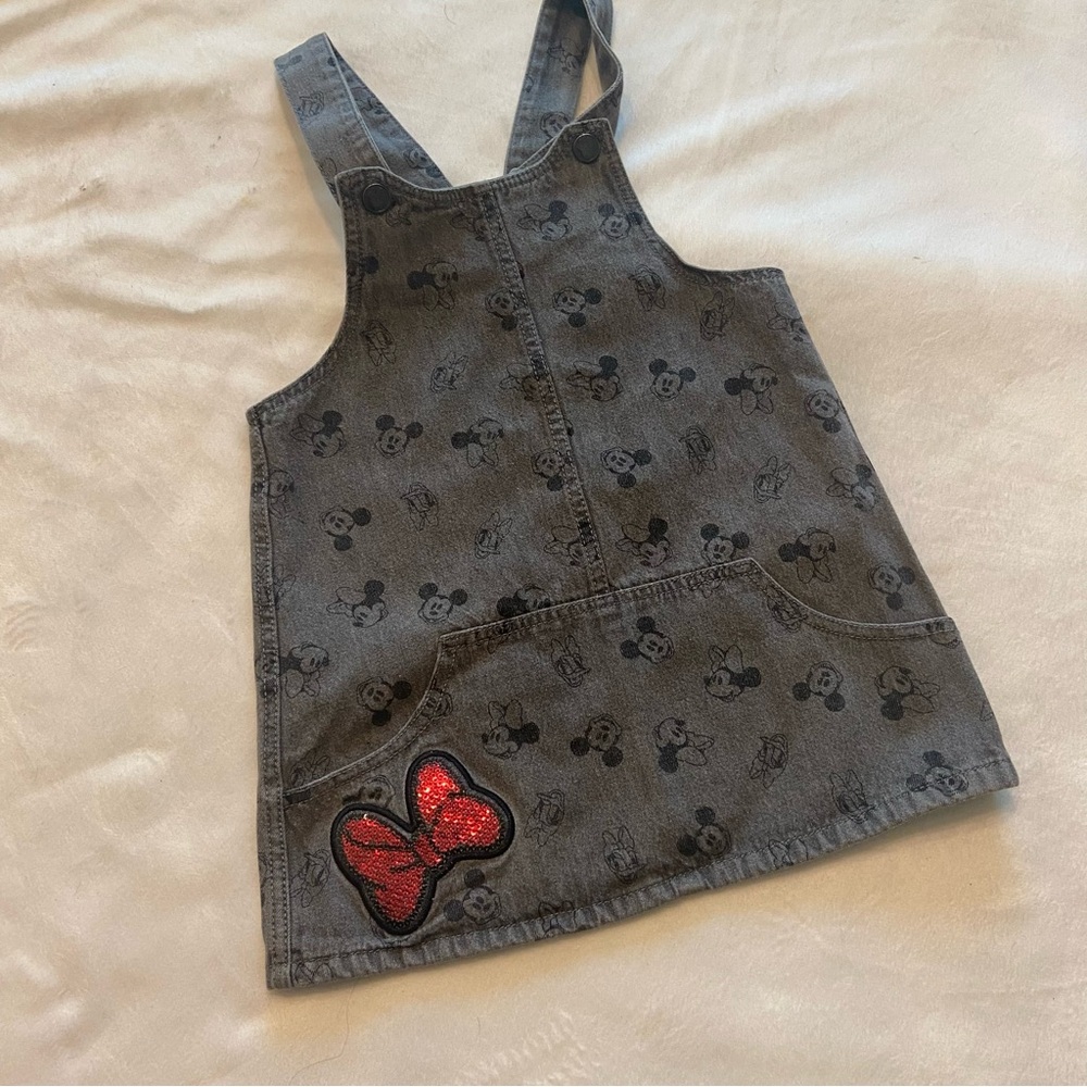 Minnie Mouse Mickey Mouse Black Denim Jumper Sequins Bow Size 4T